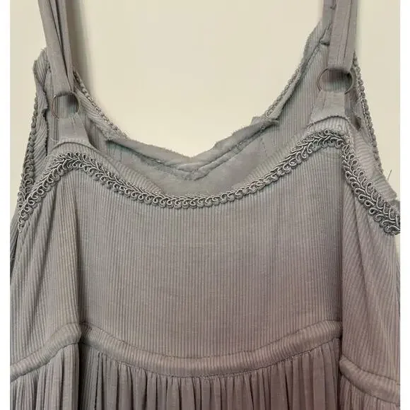 POL Sz Small Stone Maxi‎ Tank Dress Washed Frayed Trim Rayon Knit Flowy Bohemian - Picture 6 of 13